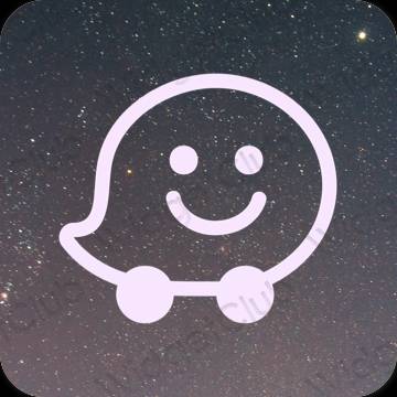 미적인 보라색 Waze 앱 아이콘