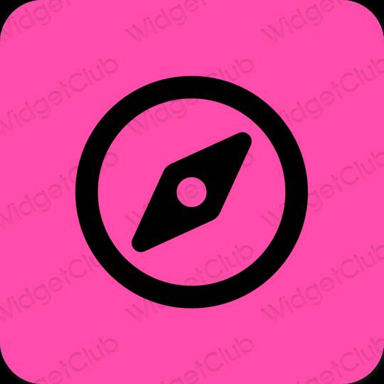 Αισθητικός νέον ροζ Safari εικονίδια εφαρμογών
