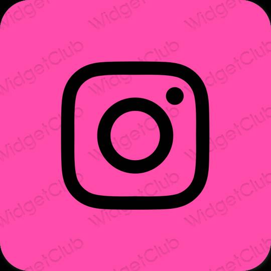 Esteetiline neoon roosa Instagram rakenduste ikoonid