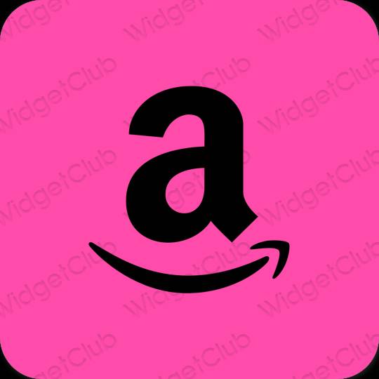 Aesthetic neon pink Amazon app icons