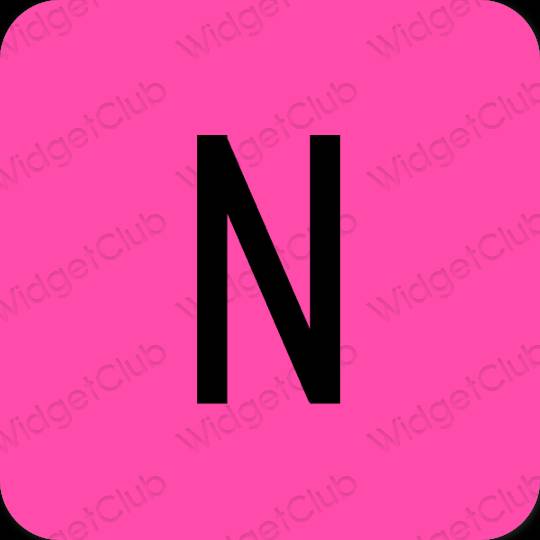 Aesthetic neon pink Netflix app icons