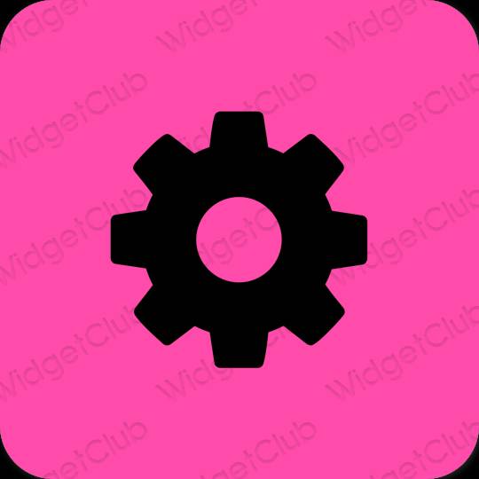 Aesthetic neon pink Settings app icons
