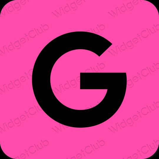 Estetis neon merah muda Google ikon aplikasi