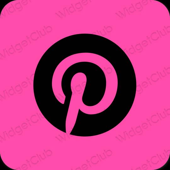 เกี่ยวกับความงาม สีชมพูนีออน Pinterest ไอคอนแอพ