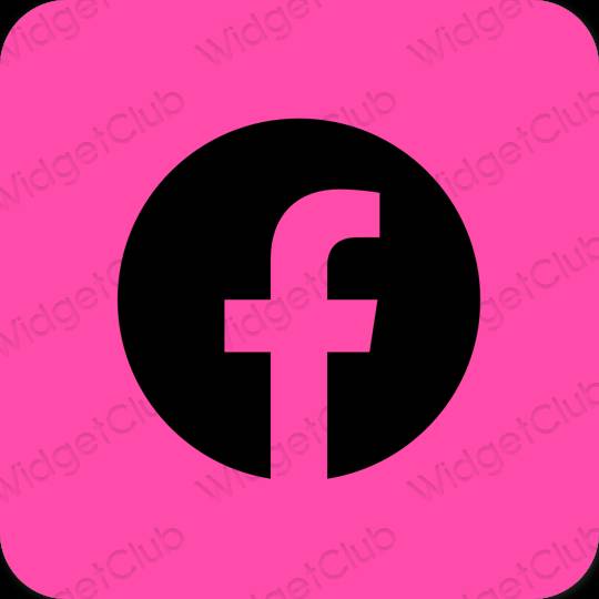 Estetisk neon rosa Facebook app ikoner
