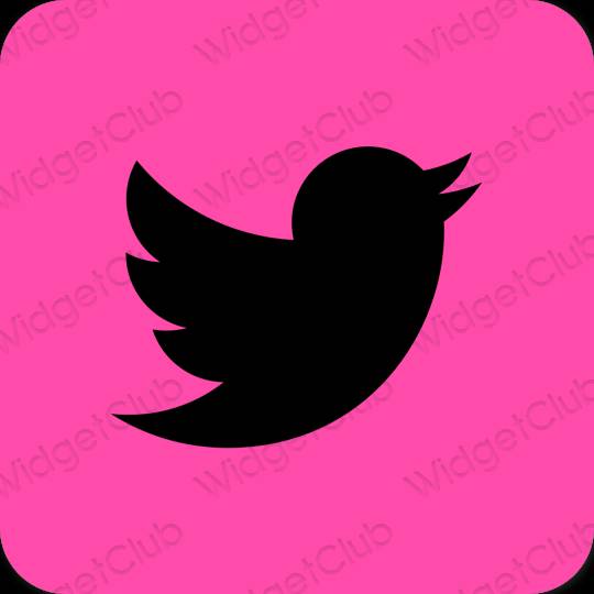 Estetické neónovo ružové Twitter ikony aplikácií