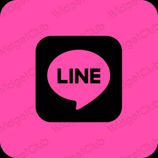 جمالي النيون الوردي LINE أيقونات التطبيق