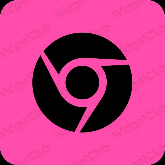 Estetický neonově růžová Chrome ikony aplikací