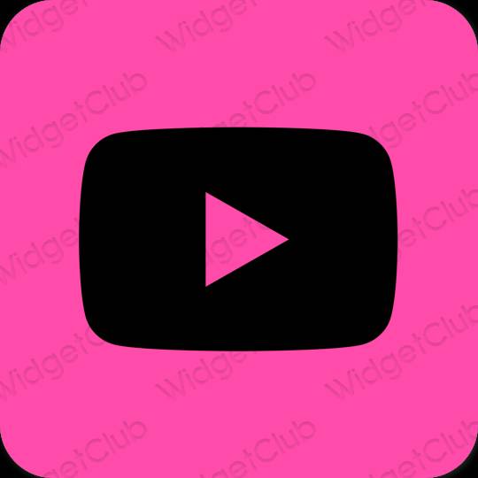 Estetinis neoninės rožinės spalvos Youtube programėlių piktogramos