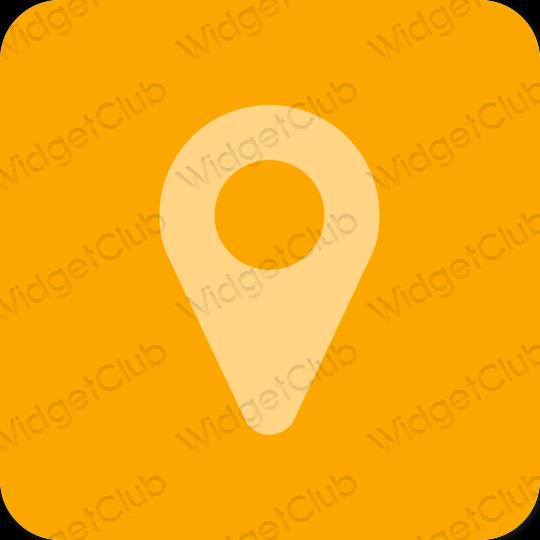 Aesthetic orange Map app icons