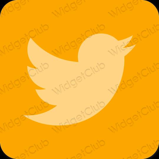 Estetyka Pomarańczowy Twitter ikony aplikacji