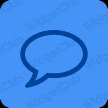 Estetik biru neon Messages ikon aplikasi