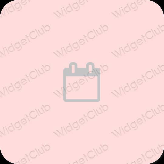 Естетичен пастелно розово Calendar икони на приложения
