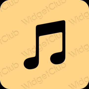 Estetyka Pomarańczowy Apple Music ikony aplikacji