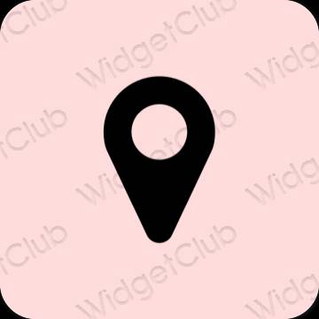 Естетичен розово Map икони на приложения
