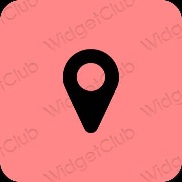 Estetyka różowy Map ikony aplikacji