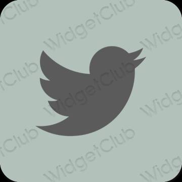 Estético verde Twitter iconos de aplicaciones