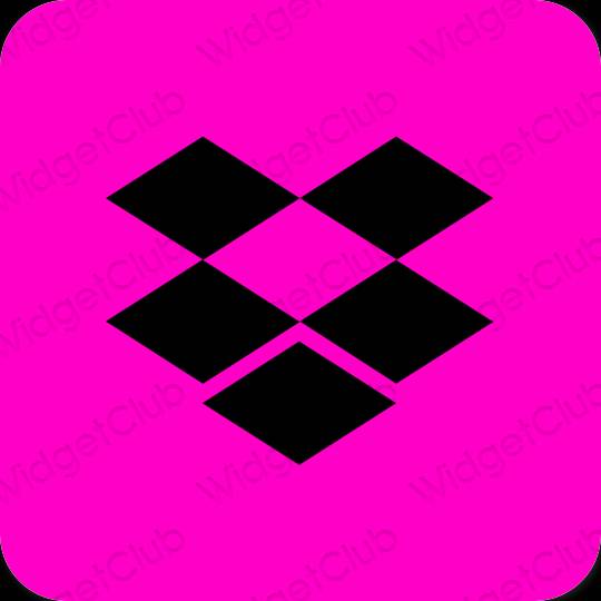 Esthétique rose néon Dropbox icônes d'application
