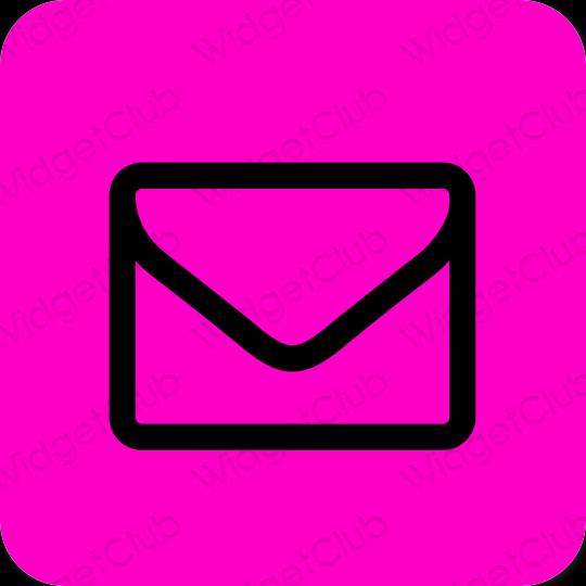 Thẩm mỹ neon màu hồng Mail biểu tượng ứng dụng