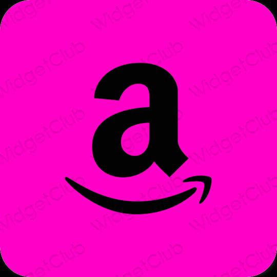 Estetyka neonowy róż Amazon ikony aplikacji