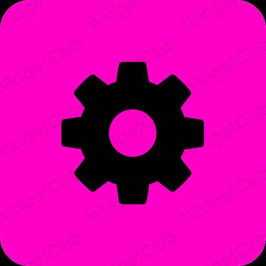 Estético Rosa neon Settings ícones de aplicativos