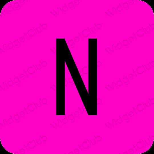 Estetis neon merah muda Netflix ikon aplikasi