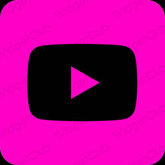 Ესთეტიური ნეონის ვარდისფერი Youtube აპლიკაციის ხატები
