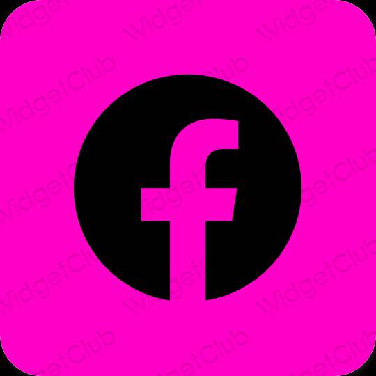 جمالي النيون الوردي Facebook أيقونات التطبيق