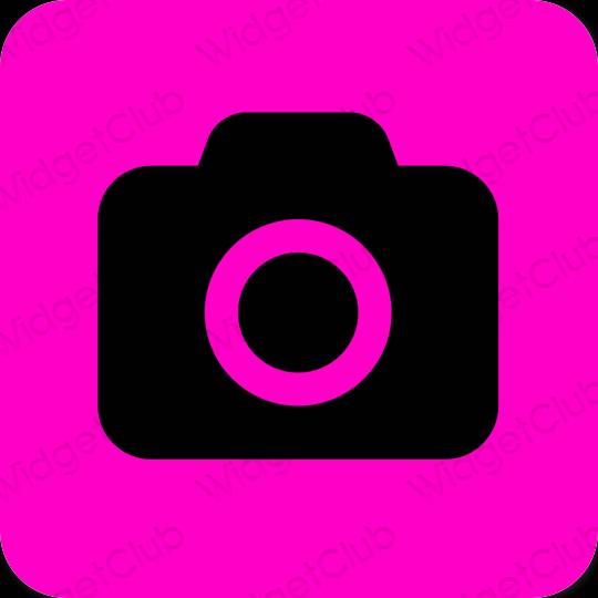 Ესთეტიური ნეონის ვარდისფერი Camera აპლიკაციის ხატები