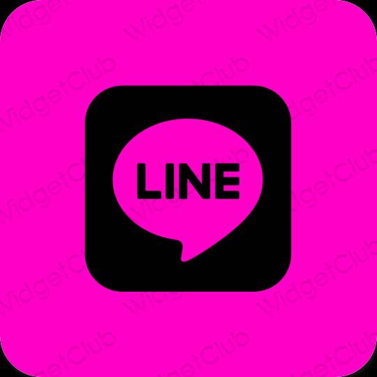Estetické neónovo ružové LINE ikony aplikácií