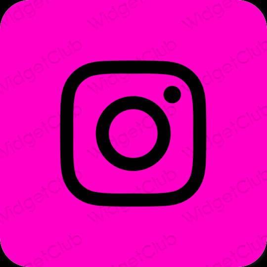 Estetinis neoninės rožinės spalvos Instagram programėlių piktogramos