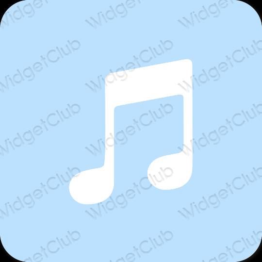 Естетичен пастелно синьо Apple Music икони на приложения