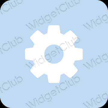 Estético azul pastel Settings ícones de aplicativos