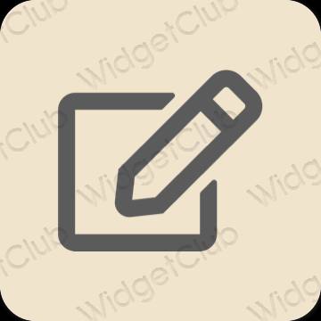 Estético bege Notes ícones de aplicativos
