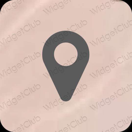 Estetické béžová Map ikony aplikácií