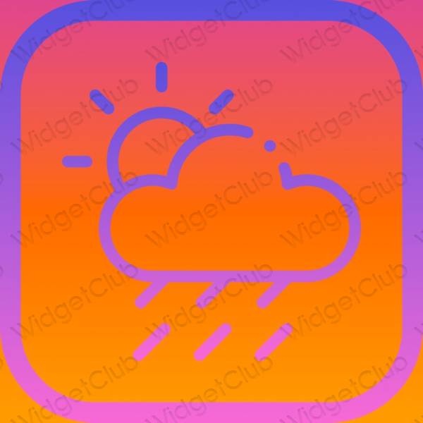 Estético laranja Weather ícones de aplicativos
