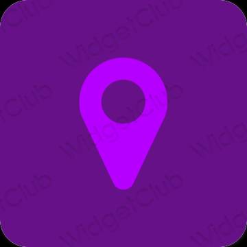 審美的 紫色的 Google Map 應用程序圖標