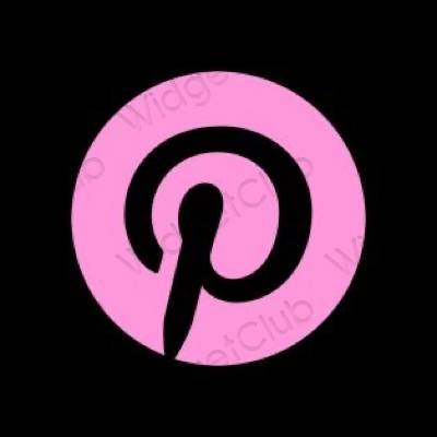 Естетичний чорний Pinterest значки програм