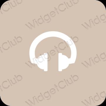 Estetický béžový Music ikony aplikací