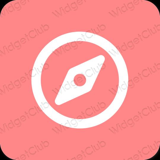 Esthétique rose Safari icônes d'application
