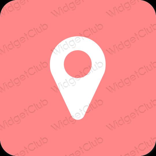 Esztétika rózsaszín Google Map alkalmazás ikonok
