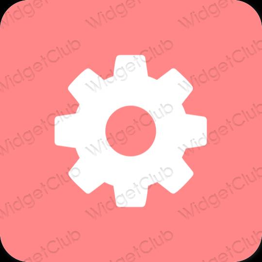 Estetik merah jambu Settings ikon aplikasi