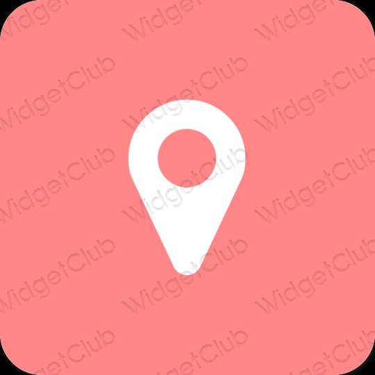 Esthétique rose Google Map icônes d'application