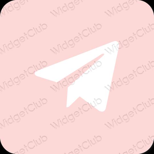 Estetik merah jambu pastel Telegram ikon aplikasi