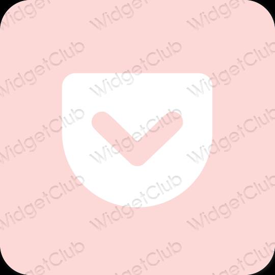 Estetik pastel pembe Pocket uygulama simgeleri