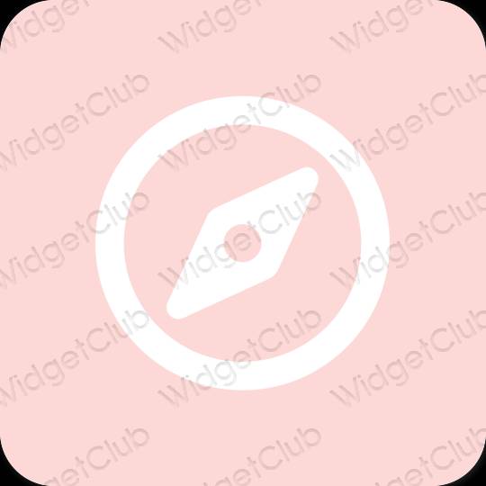 Esthétique rose pastel Safari icônes d'application