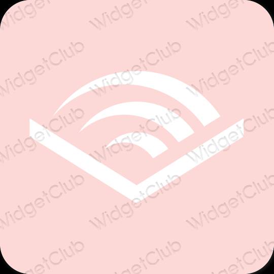 Esthétique rose pastel Audible icônes d'application