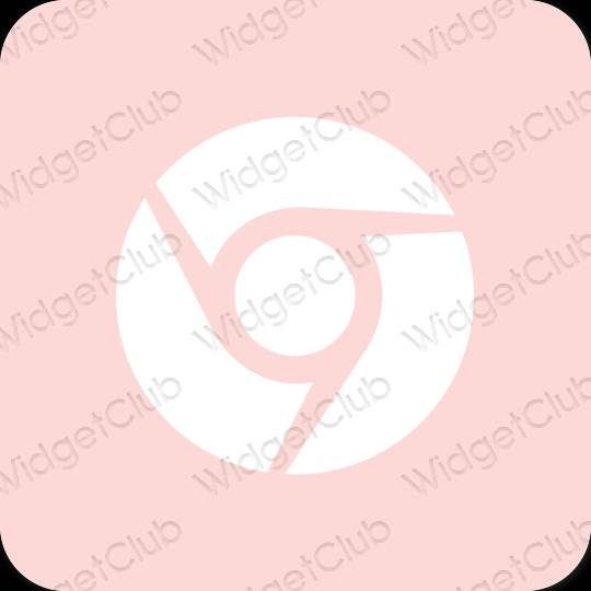 Estetyka pastelowy róż Chrome ikony aplikacji