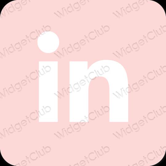 Естетичен пастелно розово Linkedin икони на приложения