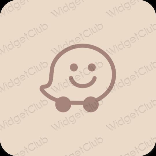 Естетичний бежевий Waze значки програм